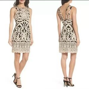 Foxiedox Anthropology Embroidered Minidress Black Cream | Women’s Size Small‎
